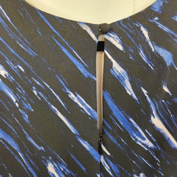 MILLY Blue Brushstroke Print V-Neck Sheath Work Career Office Midi Dress size 2 - Picture 7 of 13